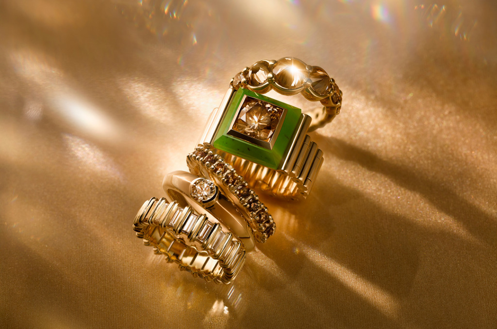 A selection of rings featuring Desert diamonds 