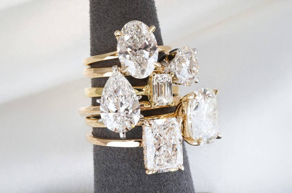 A selection of natural diamond engagement rings