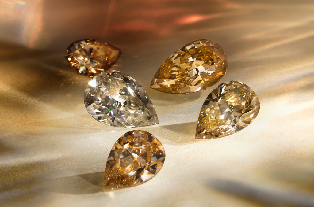 A selection of pear-shaped natural Desert diamonds