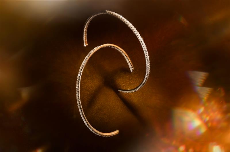 Large white gold and natural diamond hoop earrings 