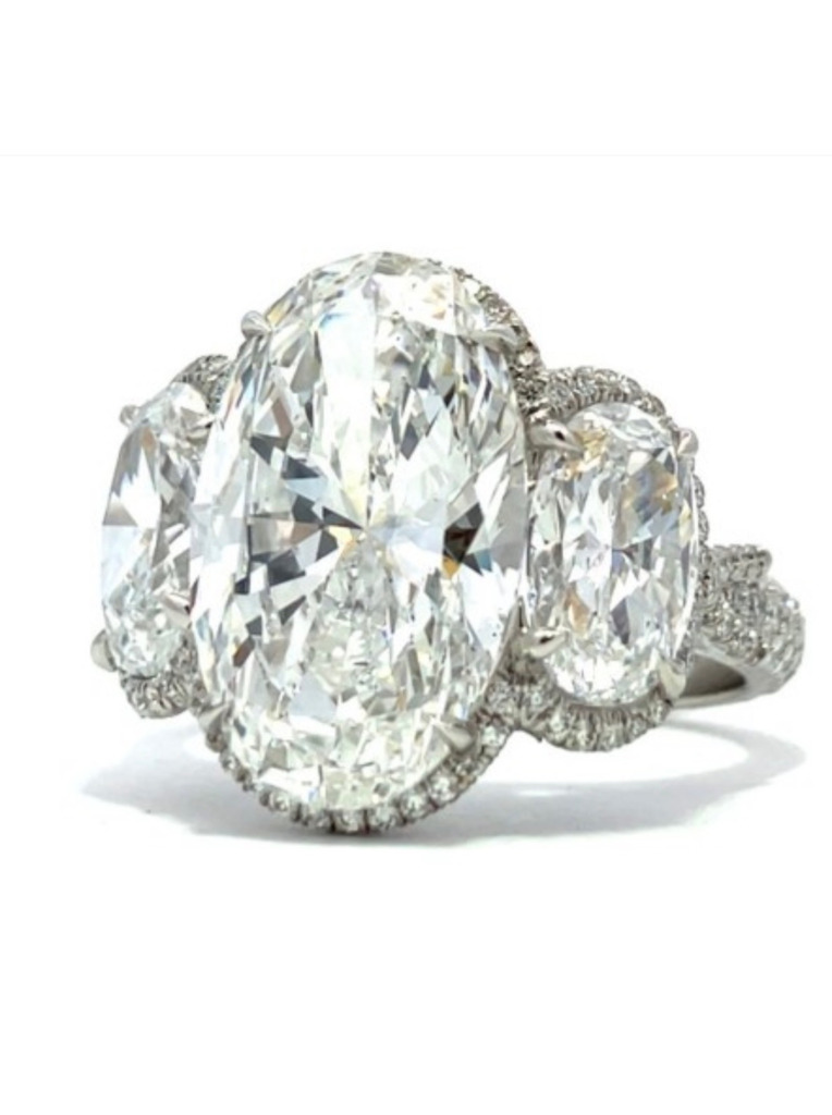 A three-stone oval natural diamond ring from Grandview Klein Diamonds