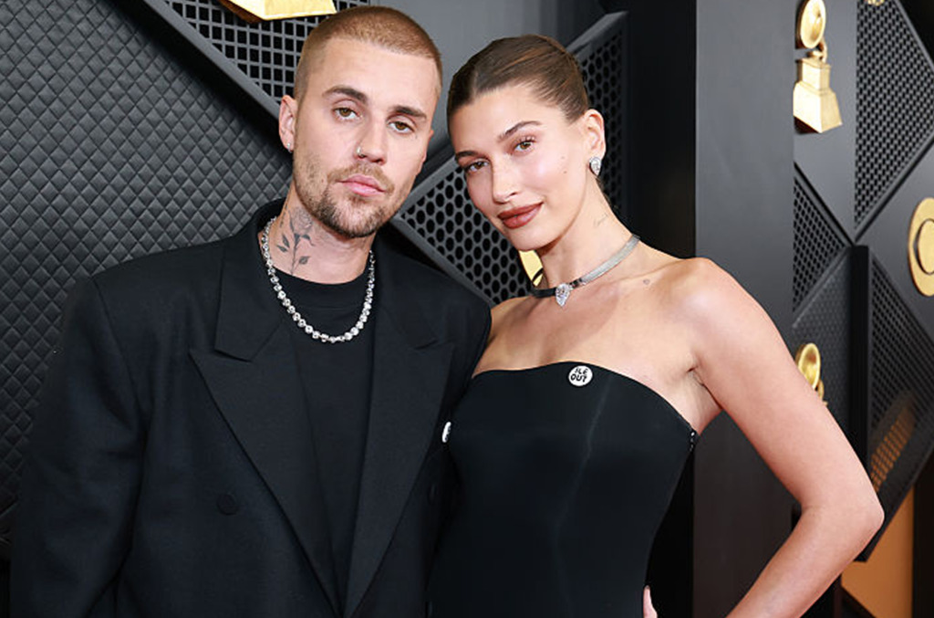 Justin and Hailey Bieber wearing natural diamonds at the 2026 Grammys.