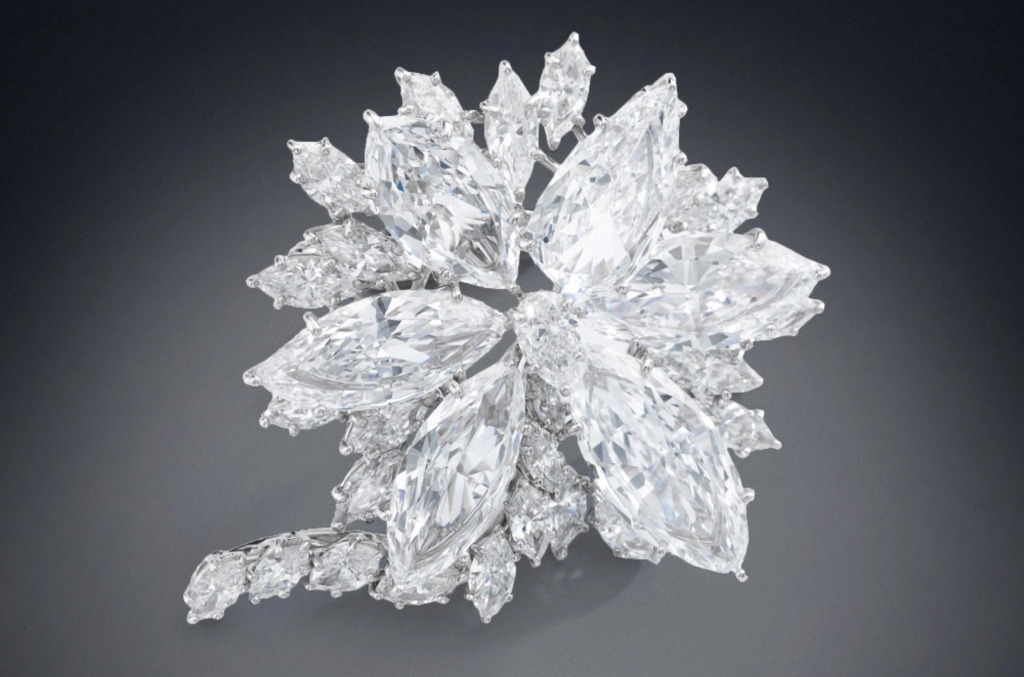 A floral brooch which brought together six diamonds cut from the Star of Sierra Leone