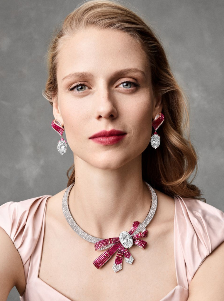 A model wearing pieces from the Legends of Diamonds high jewelry collection.