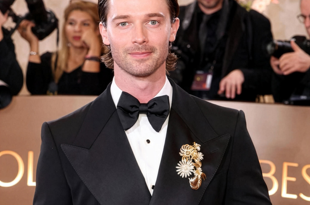 Brooches For Men Patrick Schwarzenegger Golden Globes IG @Patrick Schwarzenegger
