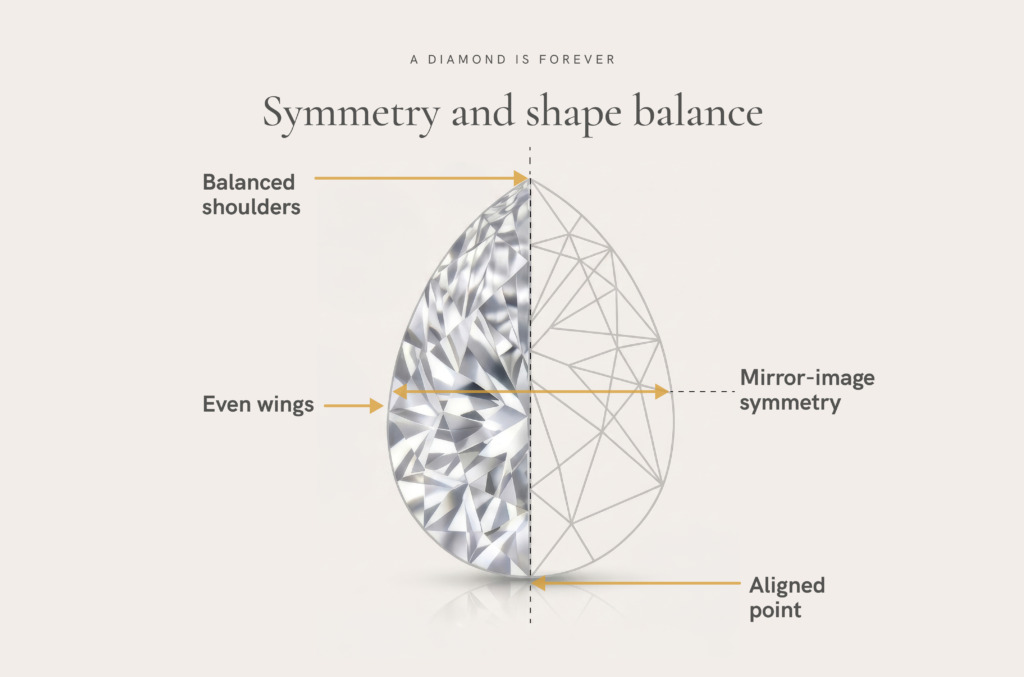 symmetry and shape balance infographic pear diamond