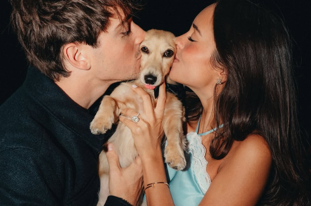 Charles Leclerc’s engagement to Alexandra Saint Mleux wearing an oval-cut solitaire diamond ring