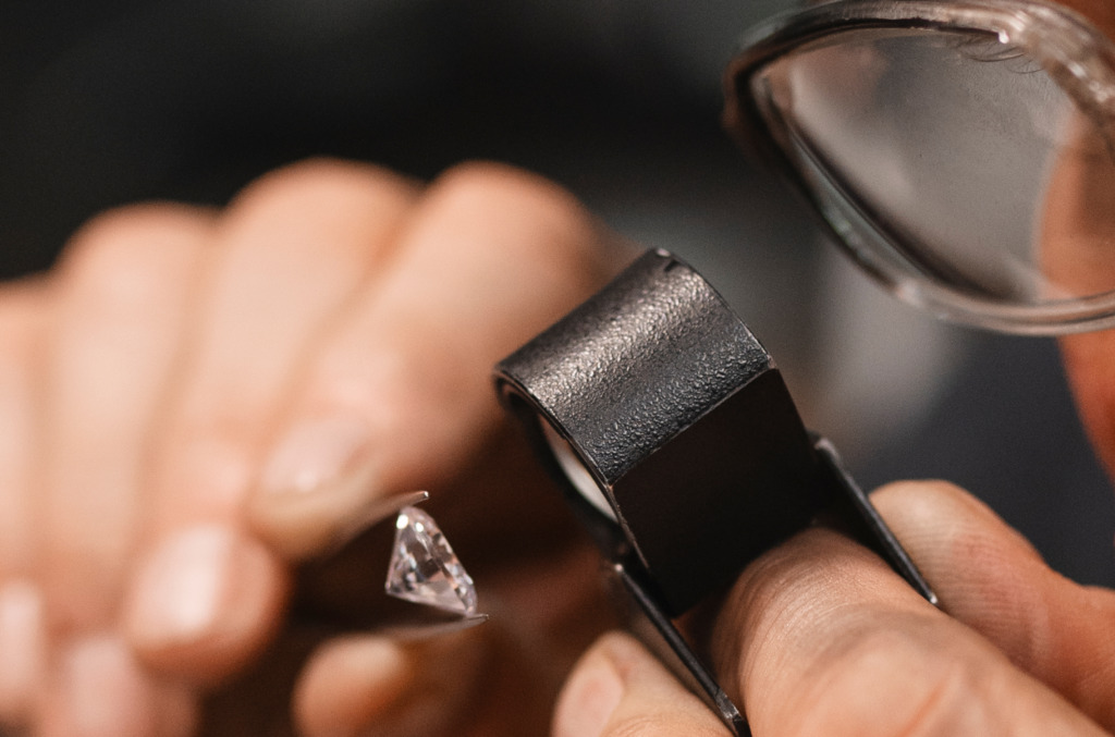 Gemologist Examining A Diamond. Image 3