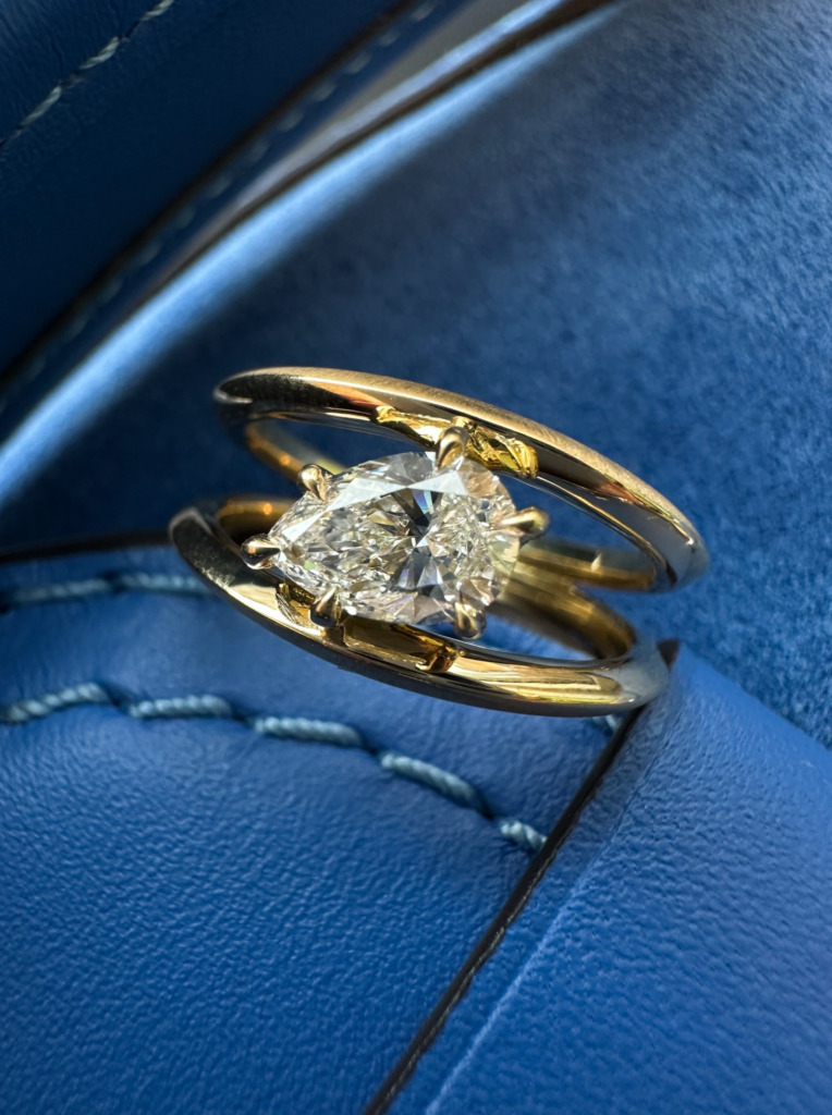 Double Band Engagement Ring With A Pear Cut Centre Stone  Image 7 Credit Jadetrau