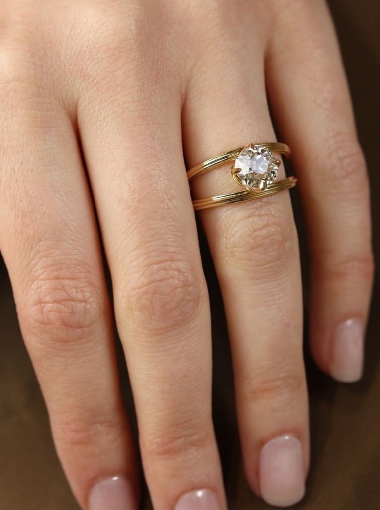 Double Band Engagement Ring With A Round Or Ova Centre Stone Image 6 Credit Rachelbostonjewellery