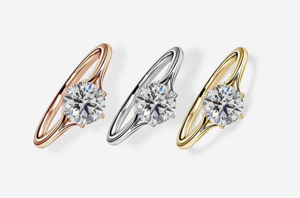 Image 6 Split Shank Natural Diamond Rings In Contrasting Metals
