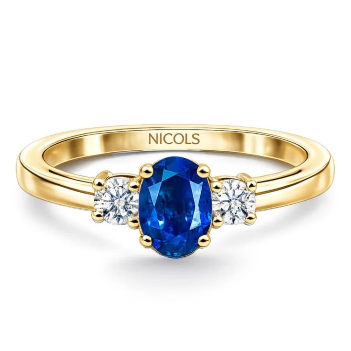 西班牙品牌NICOLS Jewelry推出的蓝宝石款三石钻戒