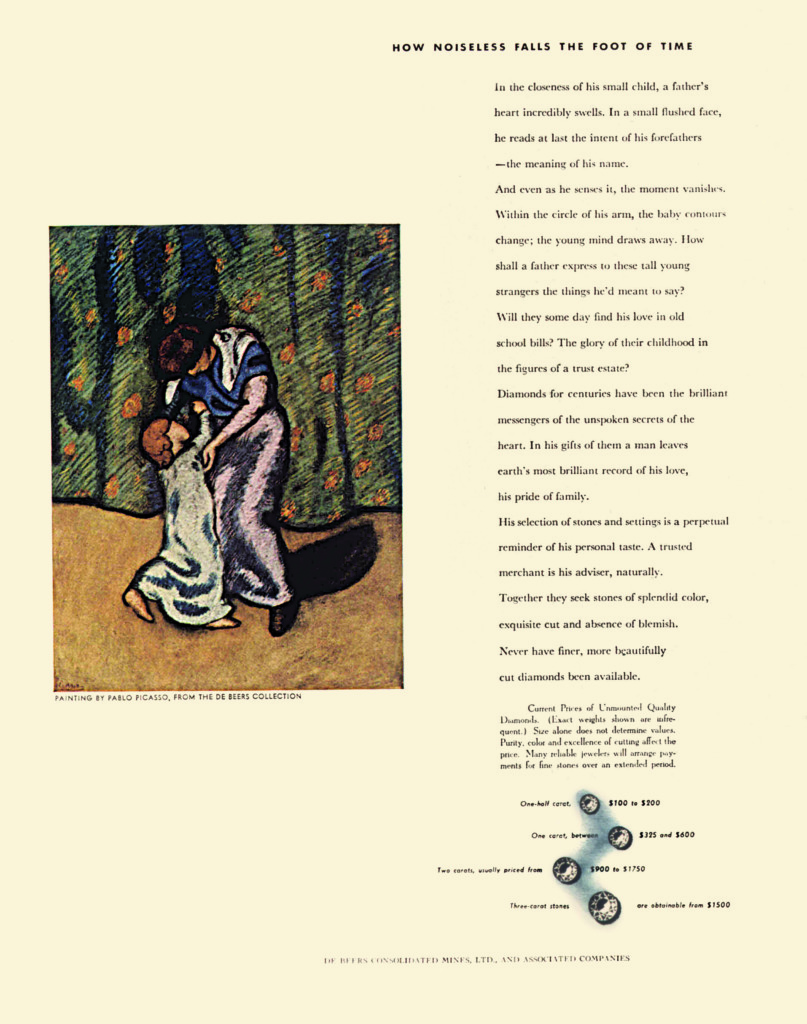巴勃羅·畢卡索（Pablo Picasso）受邀創作的De Beers廣告
