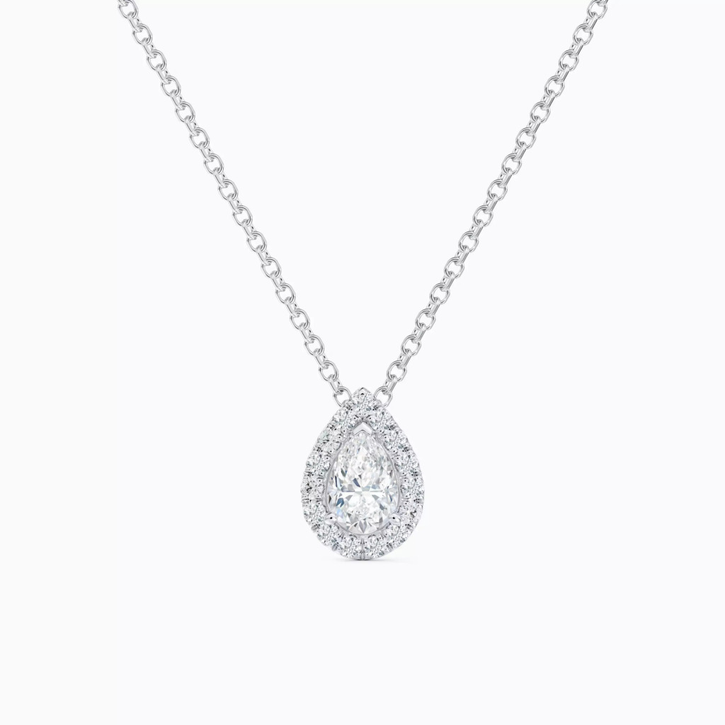 De Beers AURA 白金梨形鑽石吊墜頸鍊