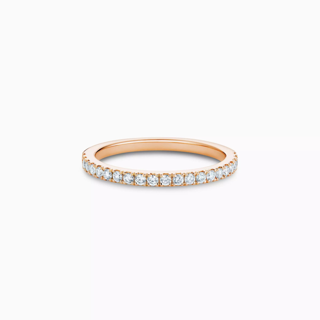 De Beers CLASSIC ETERNITY 玫瑰金圓形鑽石半鑲戒指