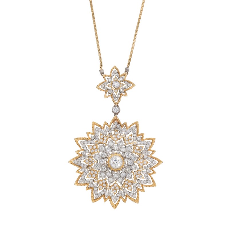 Buccellati Vintage 白金、黄金和鑽石可轉換胸針吊墜